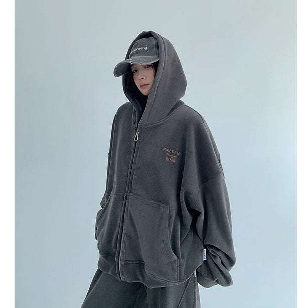 【上下別売り】Relaxed Simple Fleece Hooded Jacket ＆ Pants Set-up OS2077