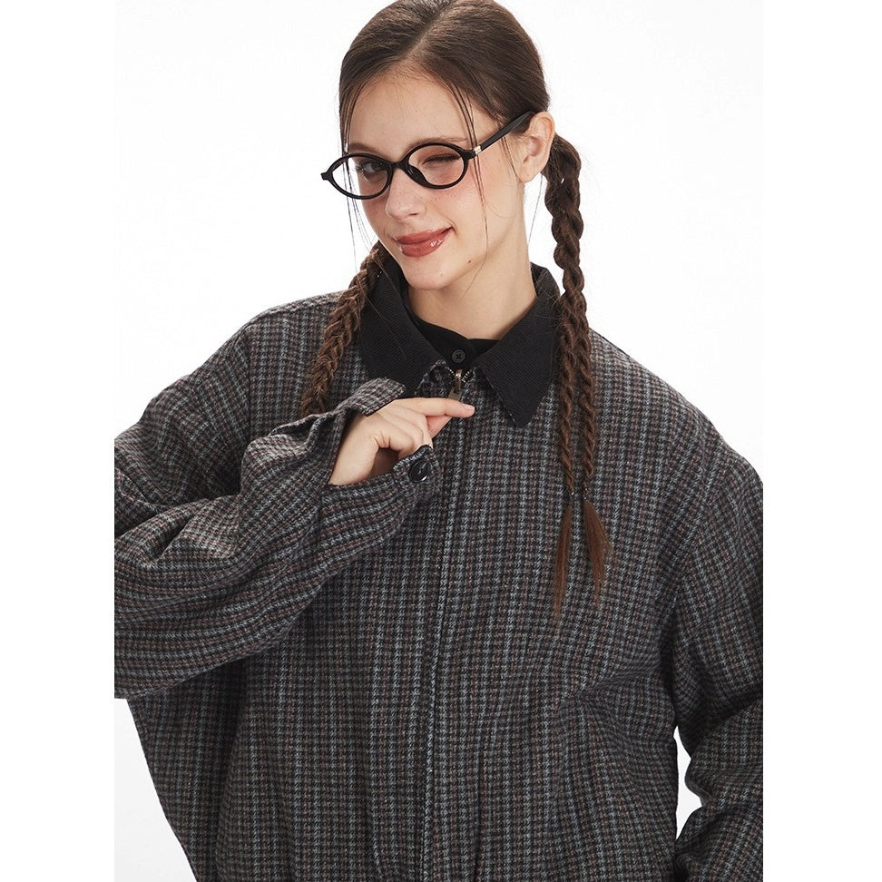 Reversible Contrast Plaid Zip Jacket NR7001