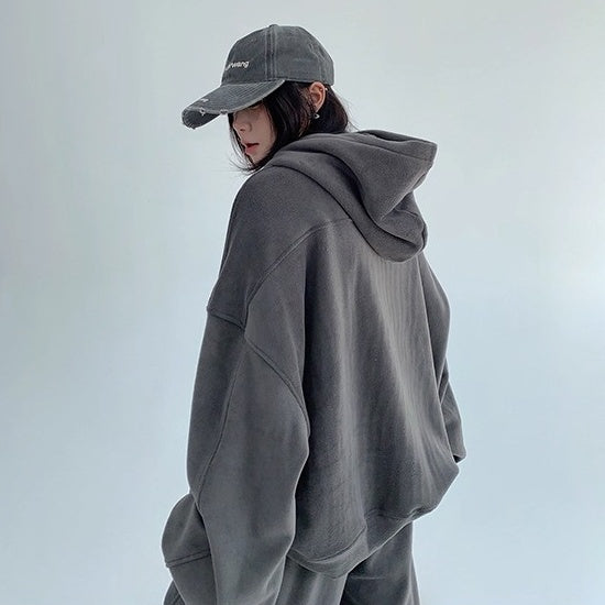 【上下別売り】Relaxed Simple Fleece Hooded Jacket ＆ Pants Set-up OS2077