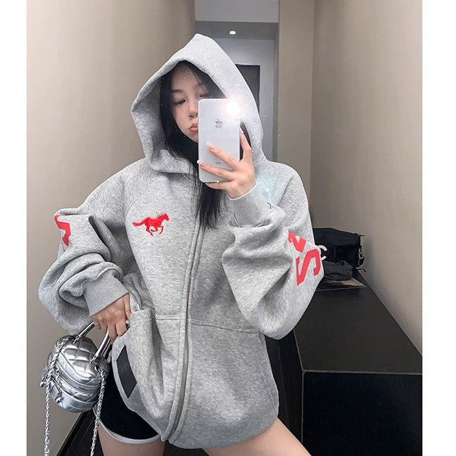 Numbering Loose Raglan Hooded Jacket OS2044