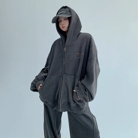 【上下別売り】Relaxed Simple Fleece Hooded Jacket ＆ Pants Set-up OS2077