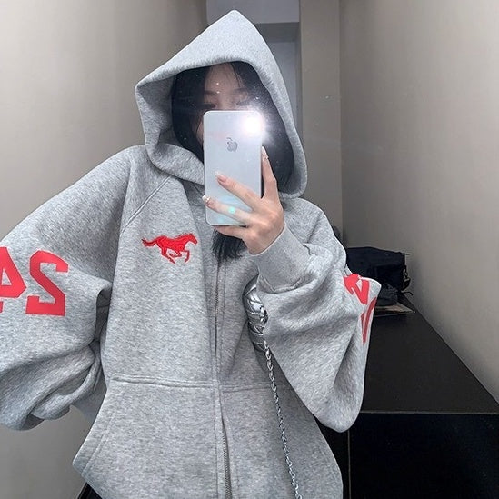 Numbering Loose Raglan Hooded Jacket OS2044