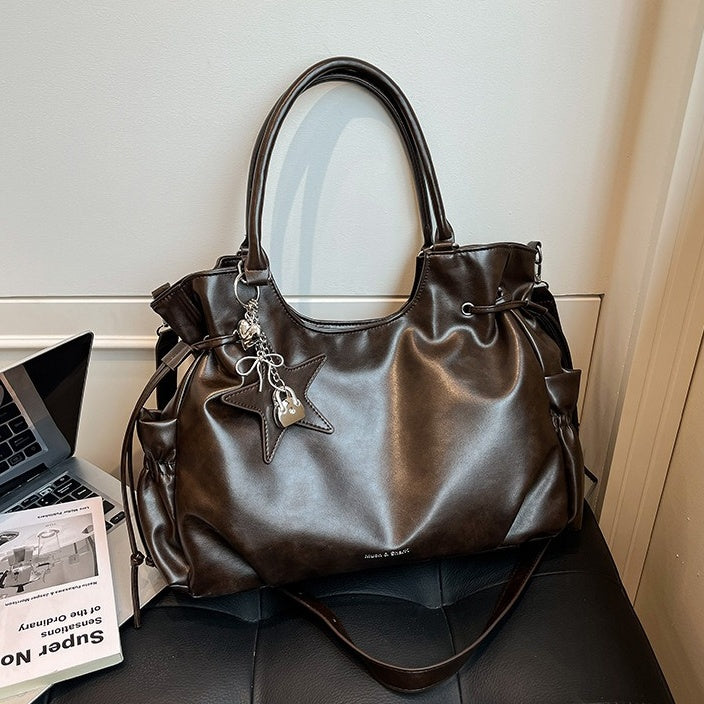 PU Leather Retro Shoulder Bag With Star Charm BA046