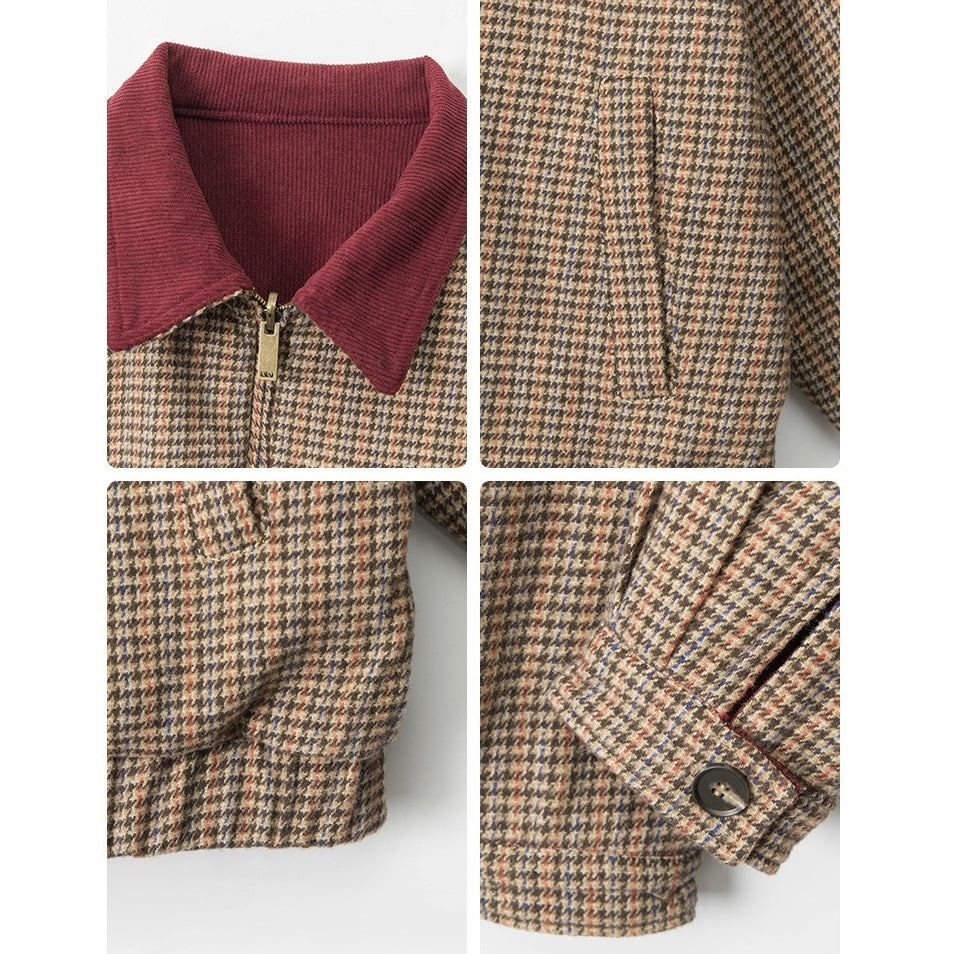 Reversible Contrast Plaid Zip Jacket NR7001