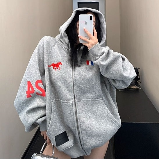 Numbering Loose Raglan Hooded Jacket OS2044