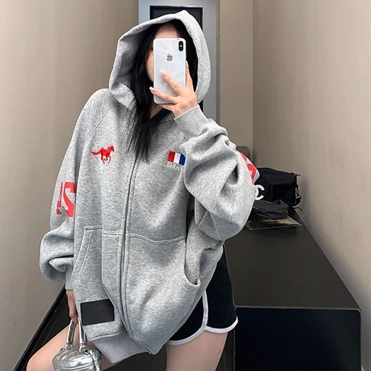 Numbering Loose Raglan Hooded Jacket OS2044