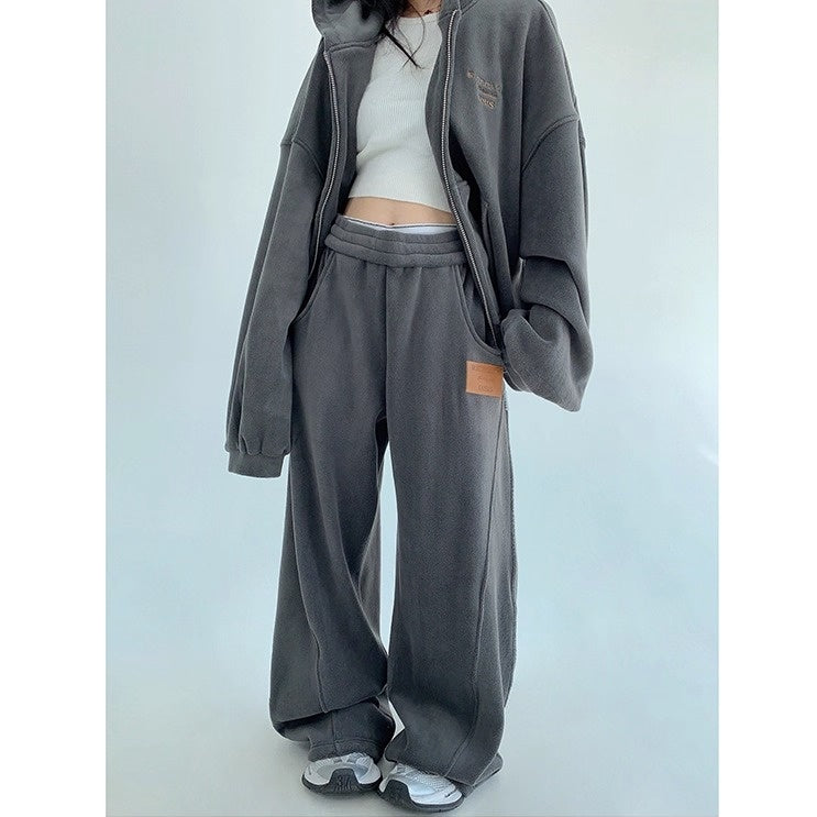 【上下別売り】Relaxed Simple Fleece Hooded Jacket ＆ Pants Set-up OS2077