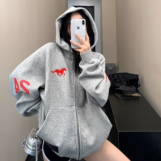 Numbering Loose Raglan Hooded Jacket OS2044