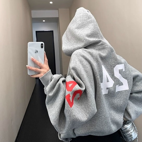 Numbering Loose Raglan Hooded Jacket OS2044