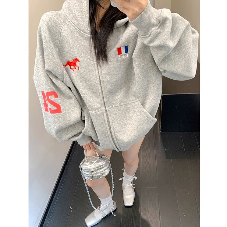 Numbering Loose Raglan Hooded Jacket OS2044