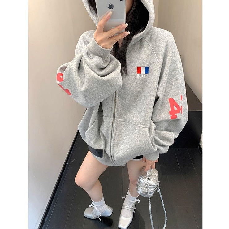 Numbering Loose Raglan Hooded Jacket OS2044