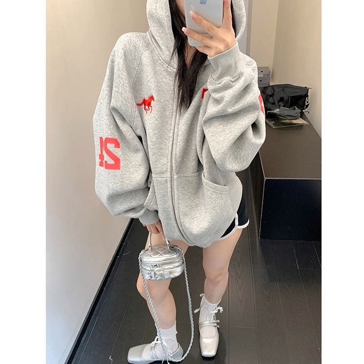 Numbering Loose Raglan Hooded Jacket OS2044