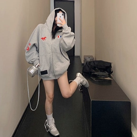 Numbering Loose Raglan Hooded Jacket OS2044