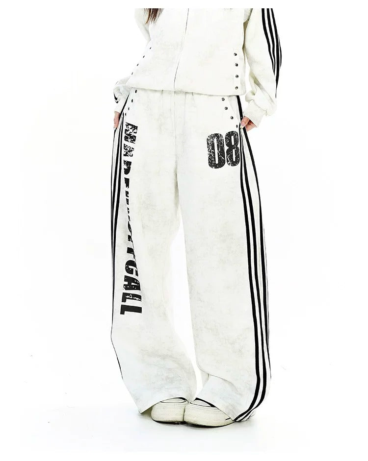 【上下別売り】ウォッシュド レタープリント トラックジャケット＆スウェットパンツ MW10452+MW10453