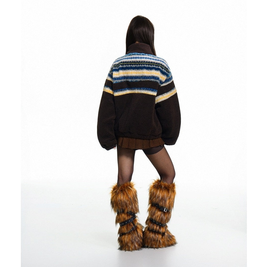 Nordic Pattern Boa Padded Jacket MY32