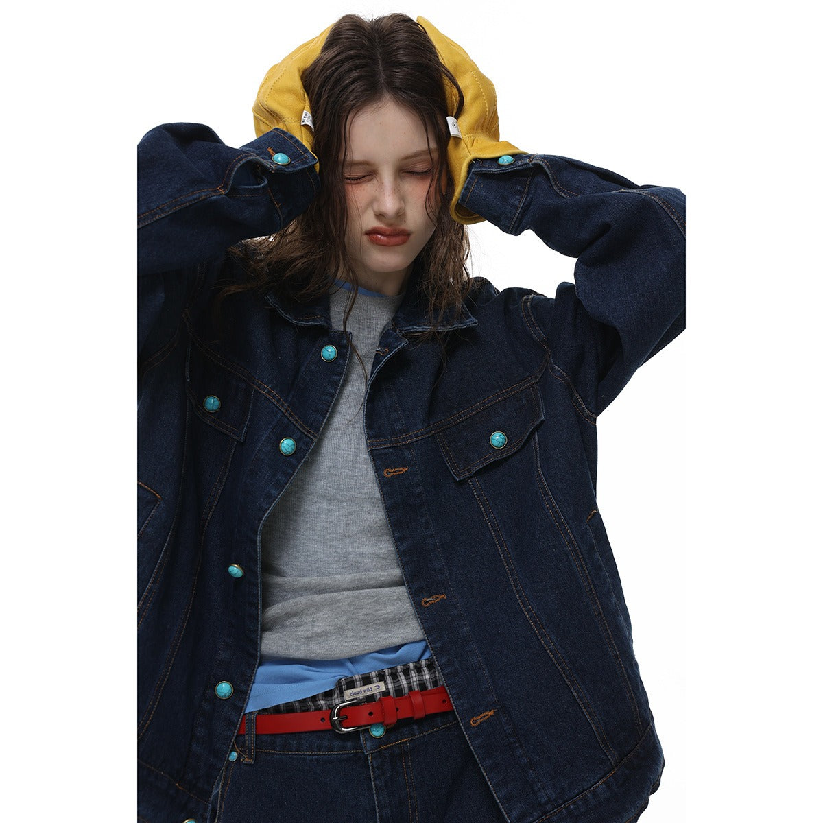 Turquoise Button Denim Jacket MY34