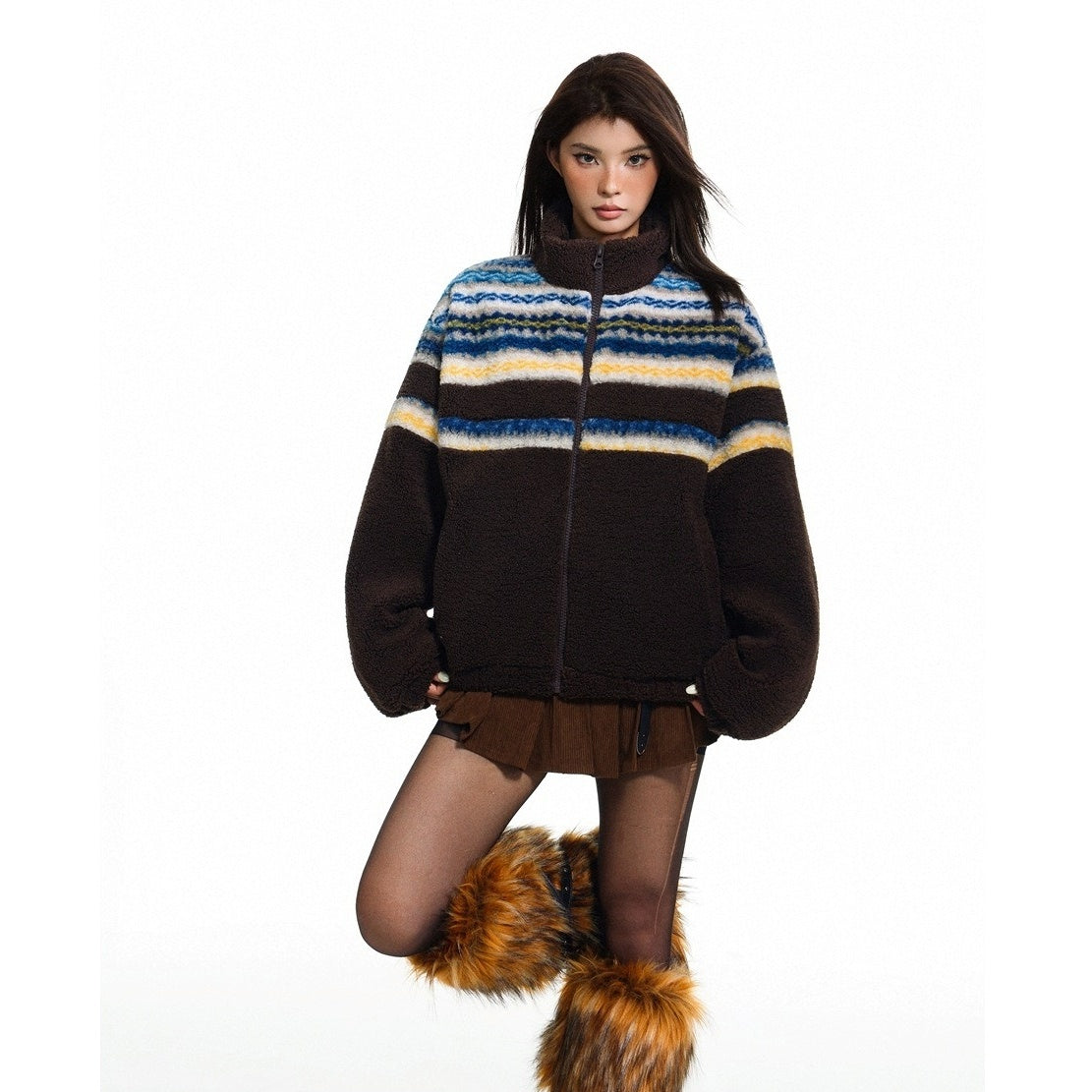 Nordic Pattern Boa Padded Jacket MY32