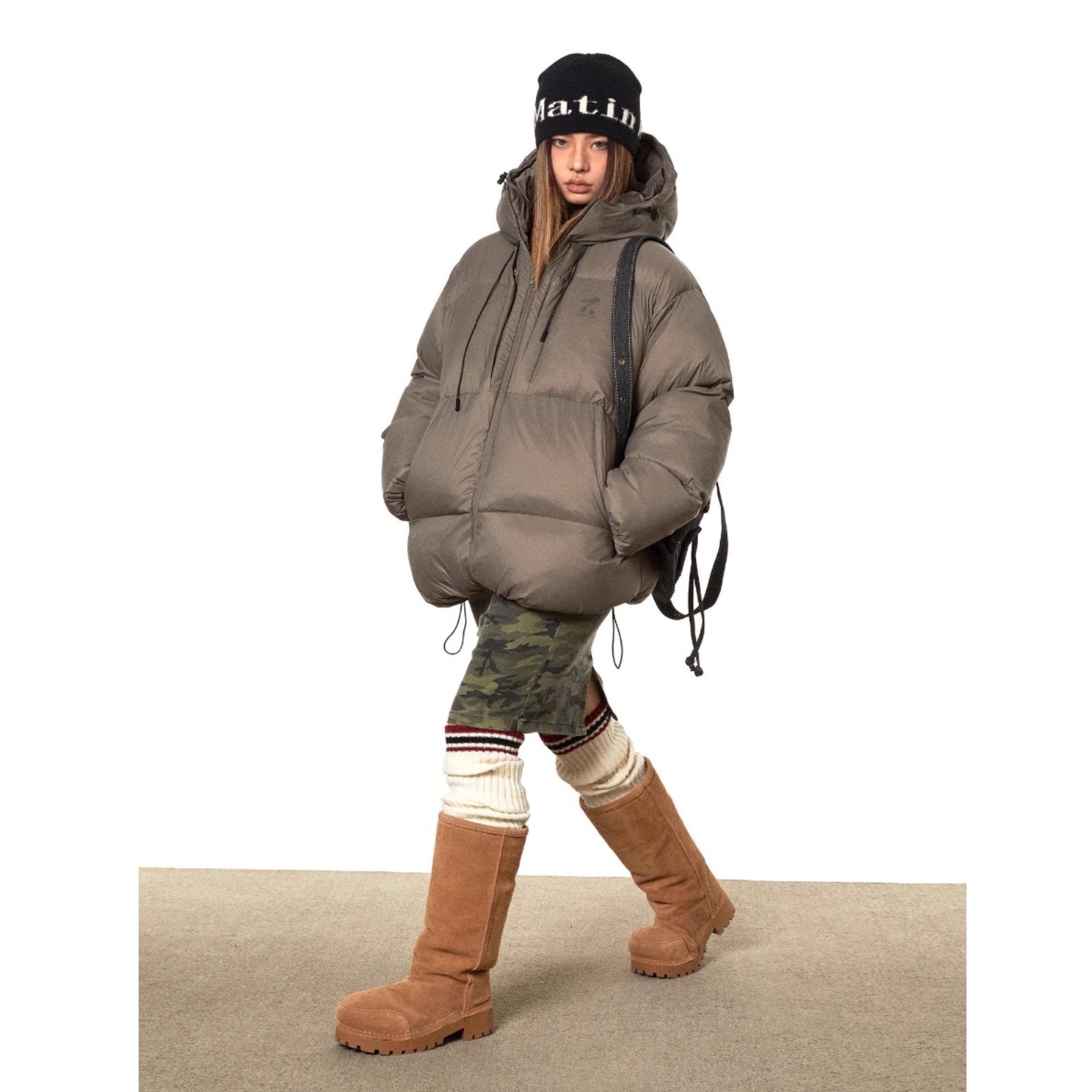 Print Hooded Short Padded Jacket TP9001