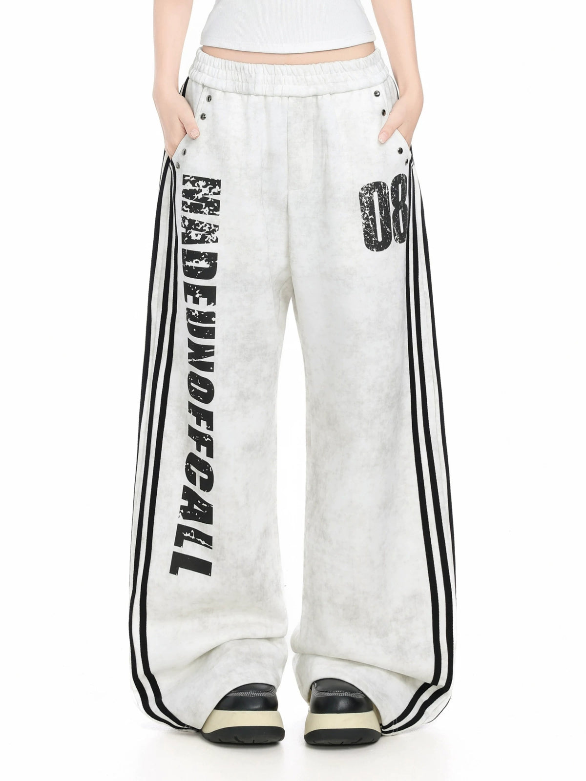 【上下別売り】ウォッシュド レタープリント トラックジャケット＆スウェットパンツ MW10452+MW10453