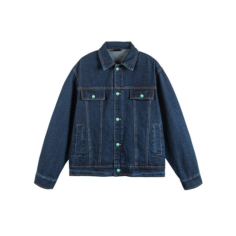 Turquoise Button Denim Jacket MY34