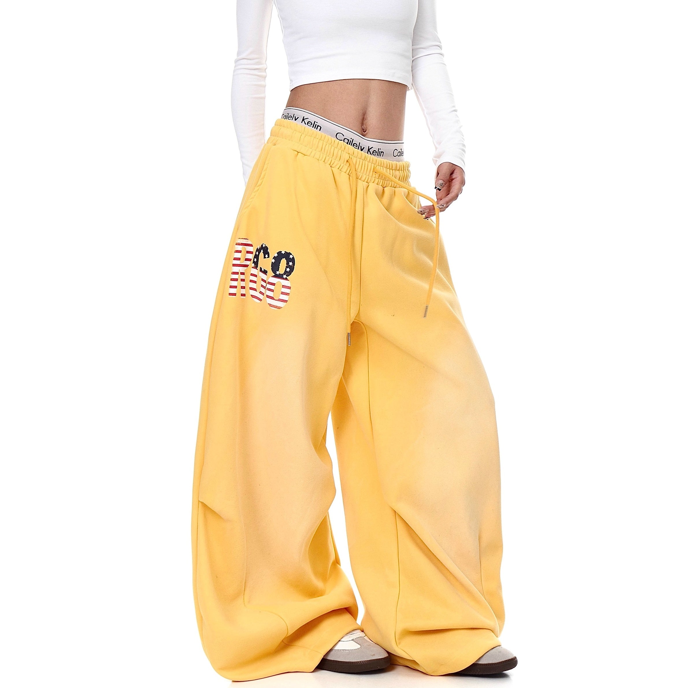 American Letter Print Loose Sweat Pants BK7012