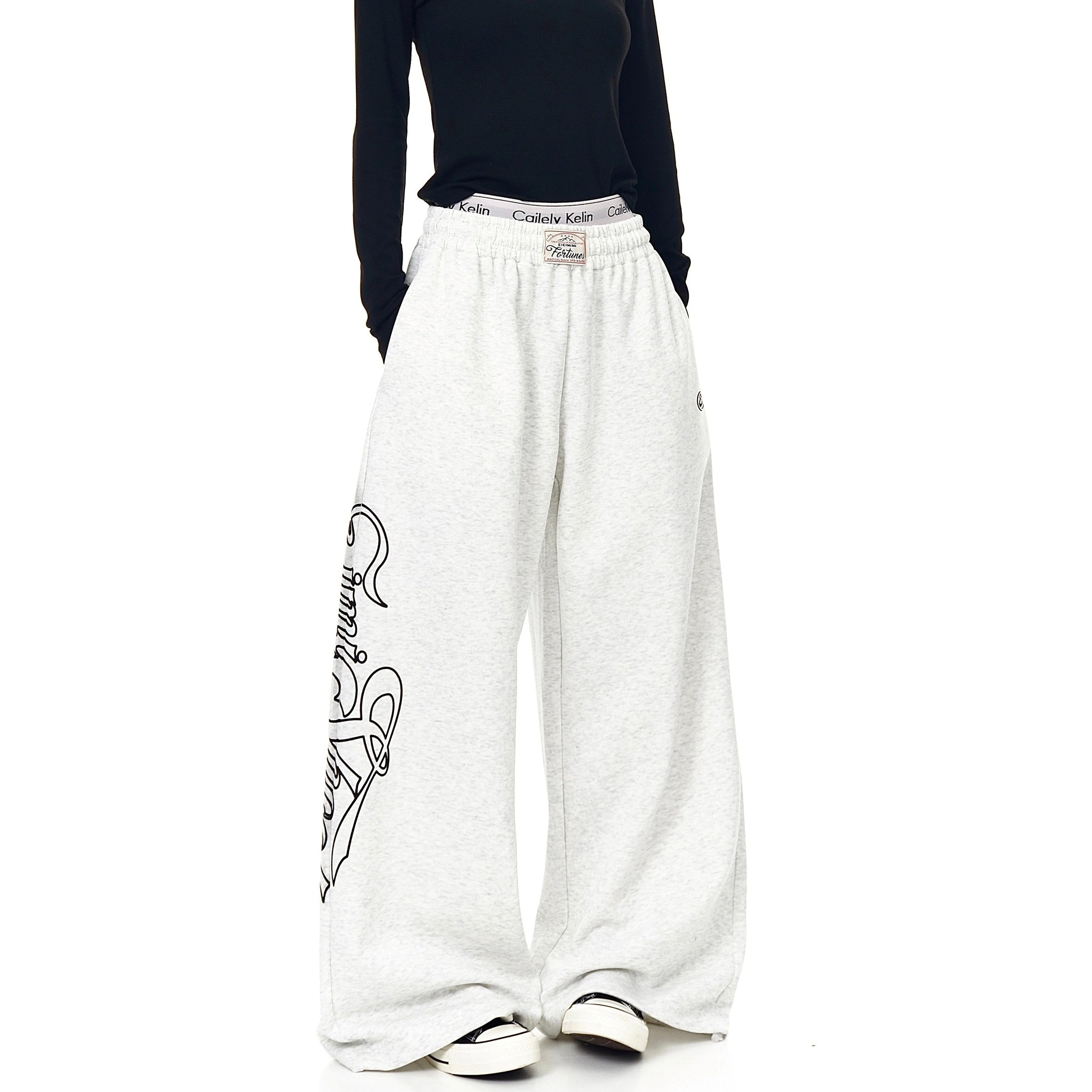 Monogram Print Wide Sweat Pants MW10288