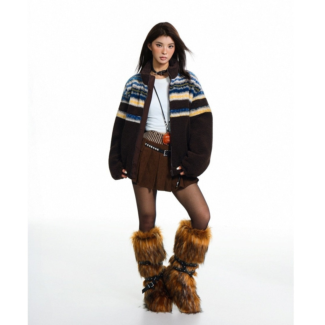 Nordic Pattern Boa Padded Jacket MY32