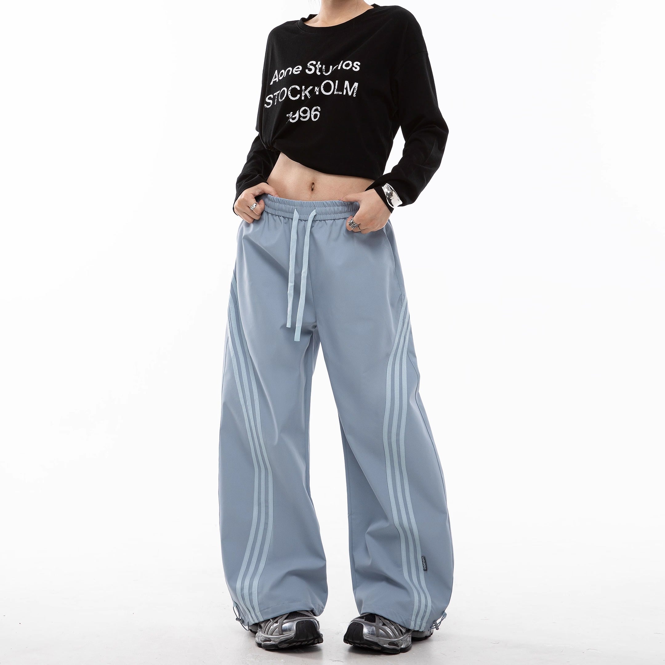 Curve Striped Loose Track Pants IC9108
