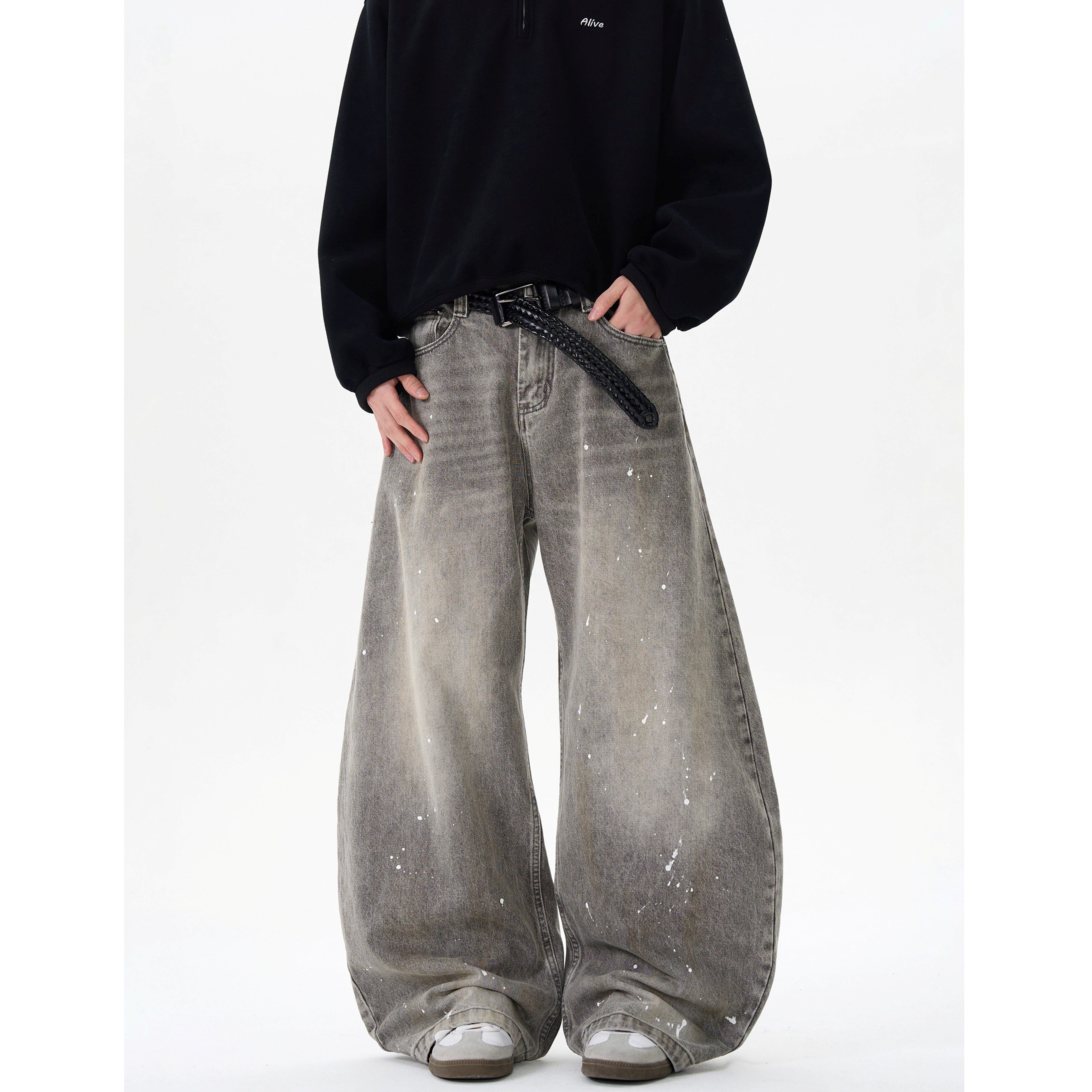 Retro Wash Ink Splash Curve Jeans MW10205