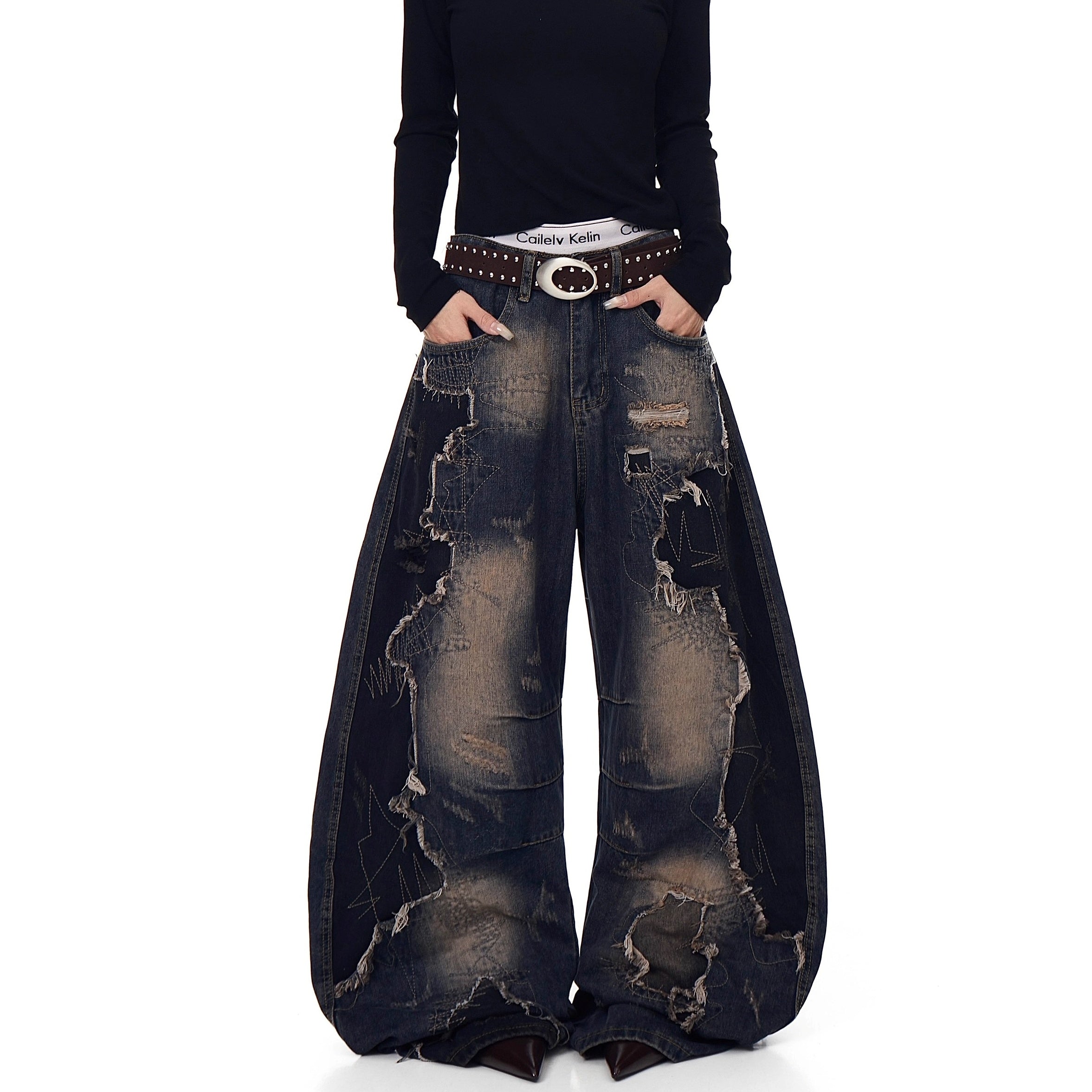 Raw Edge Deconstruction Scimitar Jeans BK7037