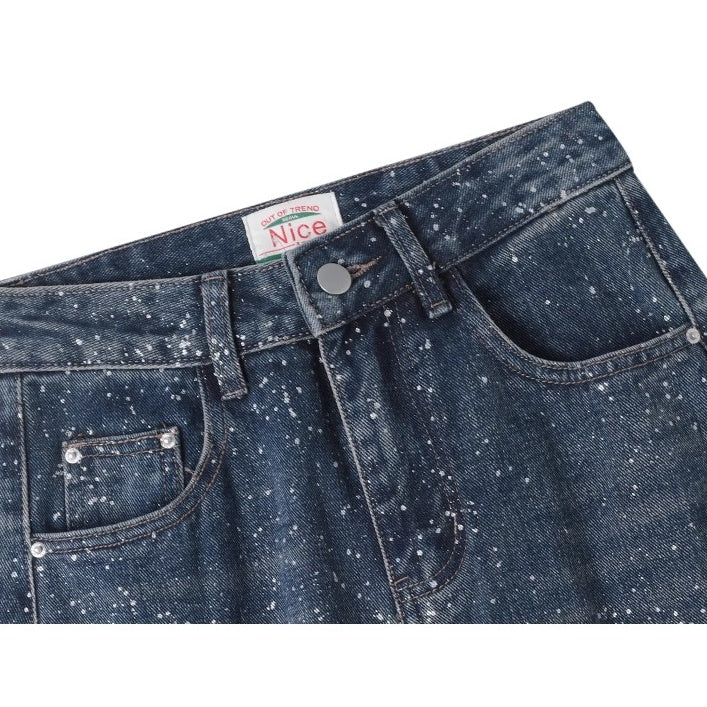 Ink Splash High-waisted Wide-leg Jeans MW10200