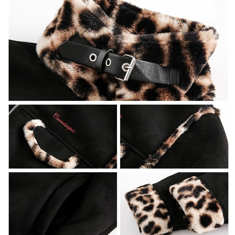 Leopard Stitch Suede Touch Padded Jacket MY35