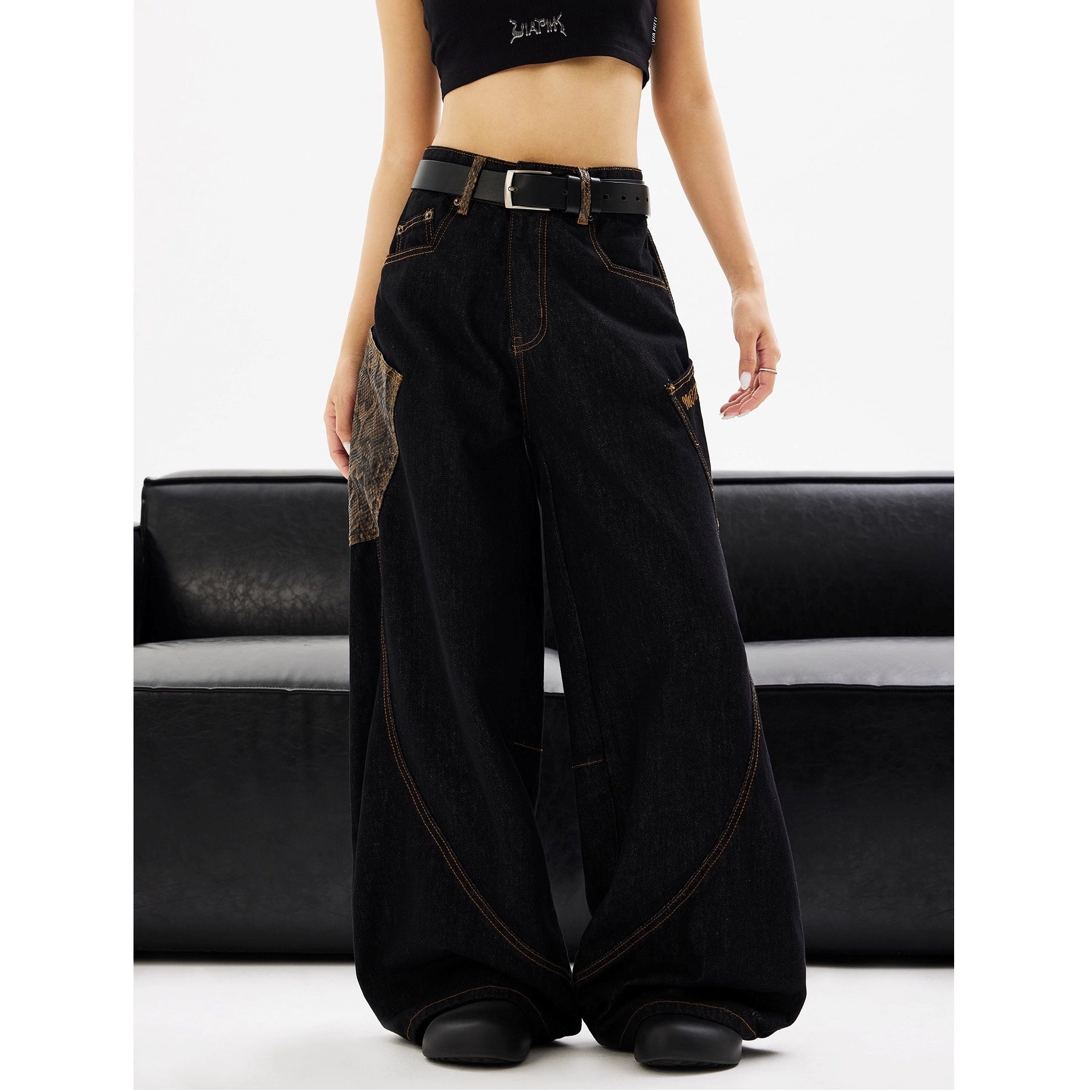 Python Skin Pockets Scimitar Jeans MW10219