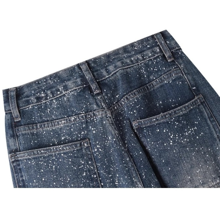 Ink Splash High-waisted Wide-leg Jeans MW10200