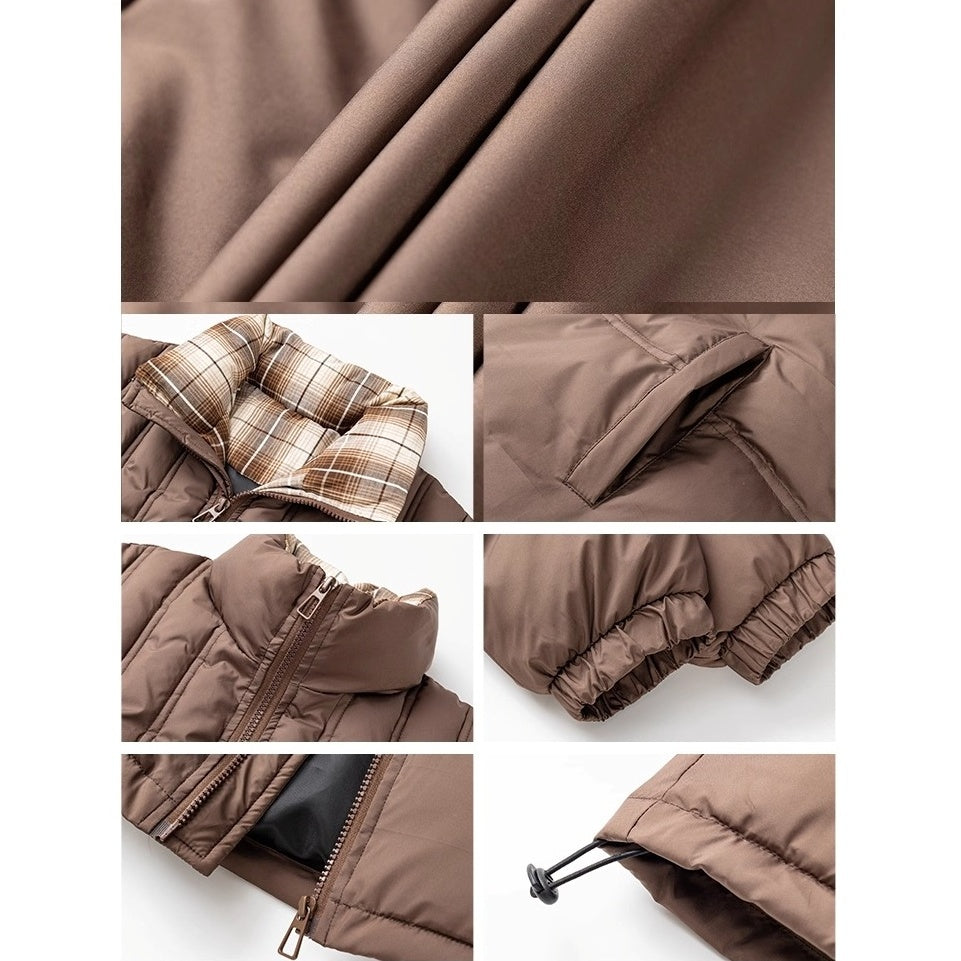 Stand Collar Check Patchwork Padded Jacket TP9002