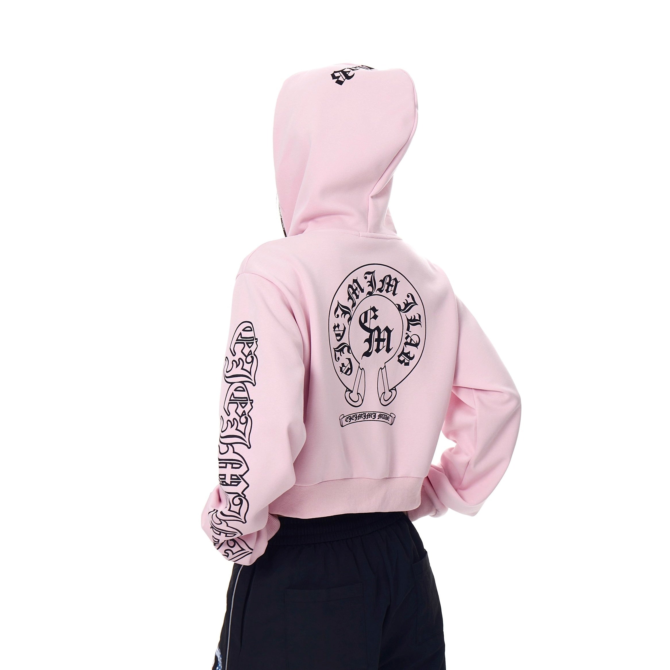 Gothic Letter Print Hooded Sweat Jacket MW10287