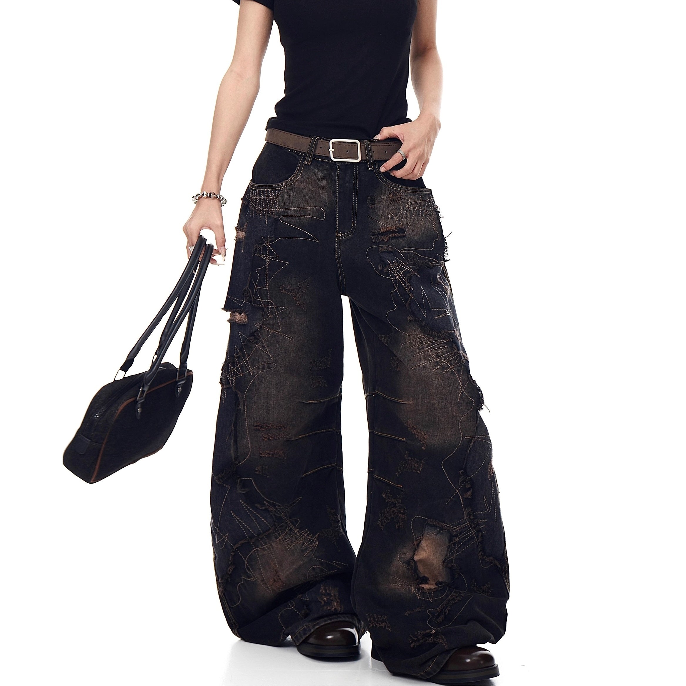 Raw Edge Deconstruction Scimitar Jeans BK7037