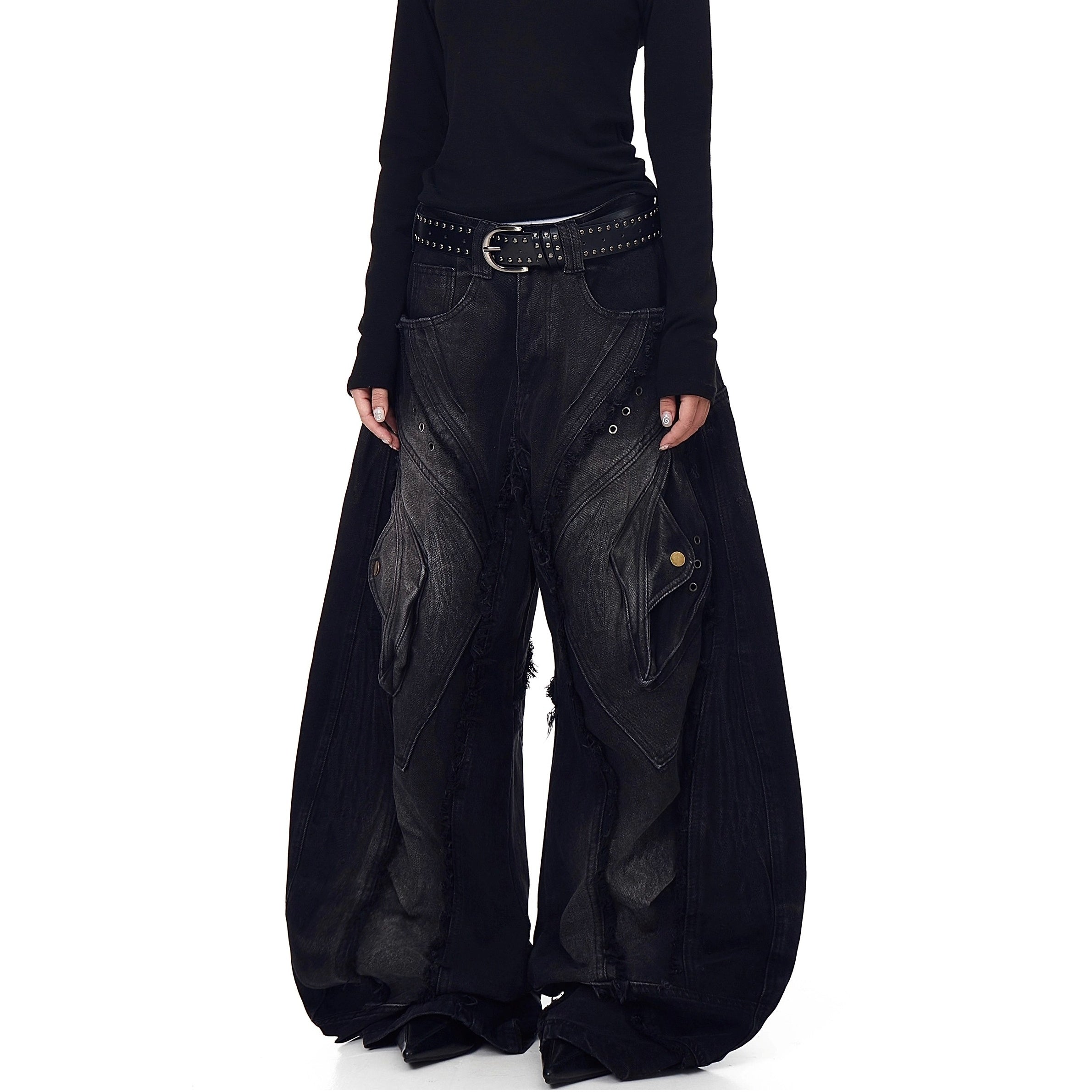 Heavy Damage Raw Edge Scimitar Jeans BK7054