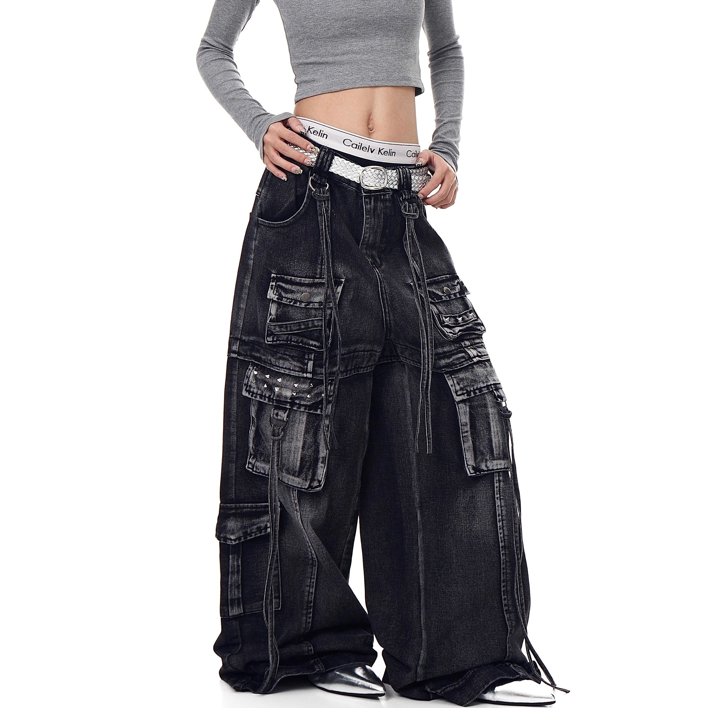 Washed Heavy Industry Cargo Jeans BK7009