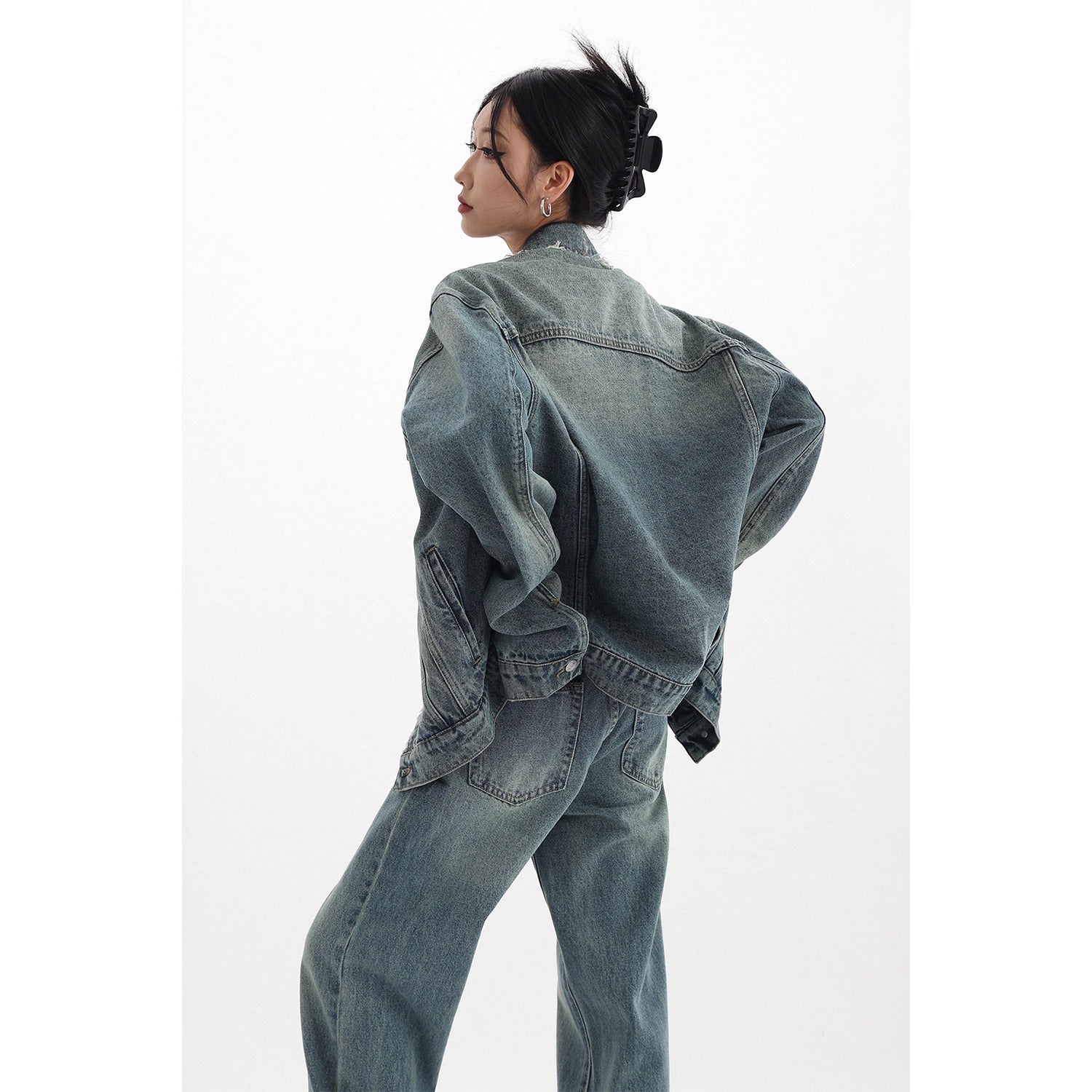 【上下別売り】Vintage Distressed Denim Jacket & Jeans Set-up AC7018