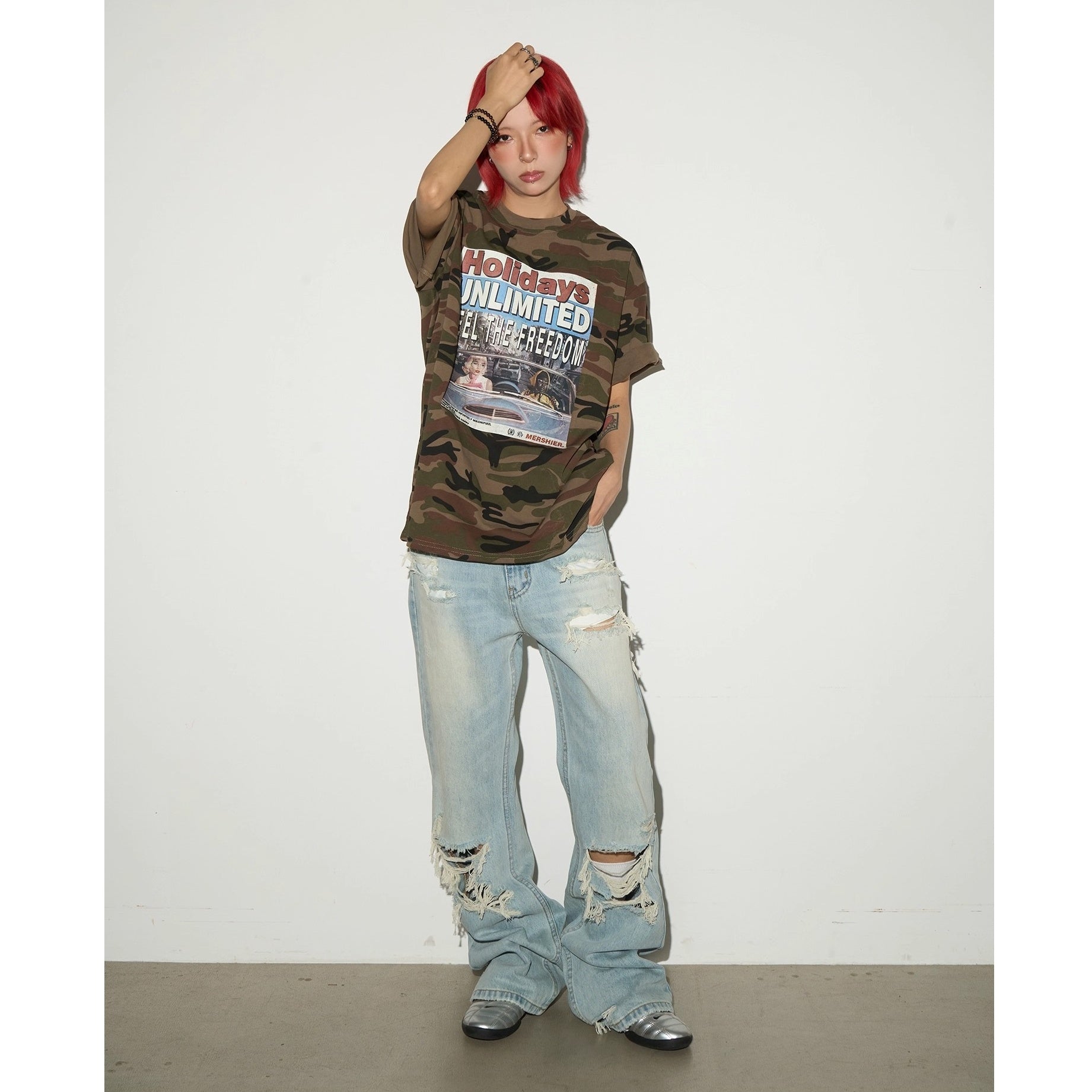 Hole Lift Washed Jeans MN9024