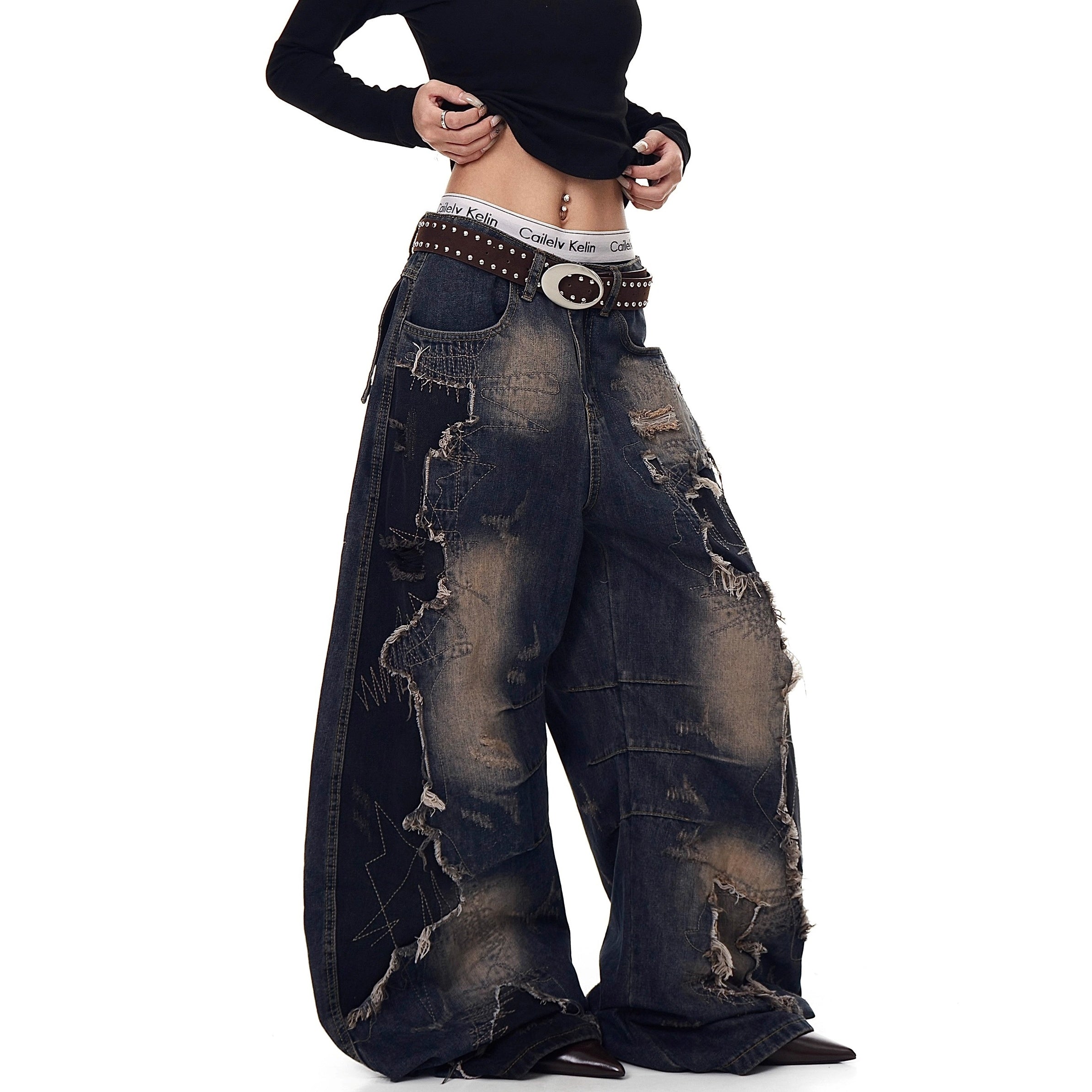 Raw Edge Deconstruction Scimitar Jeans BK7037