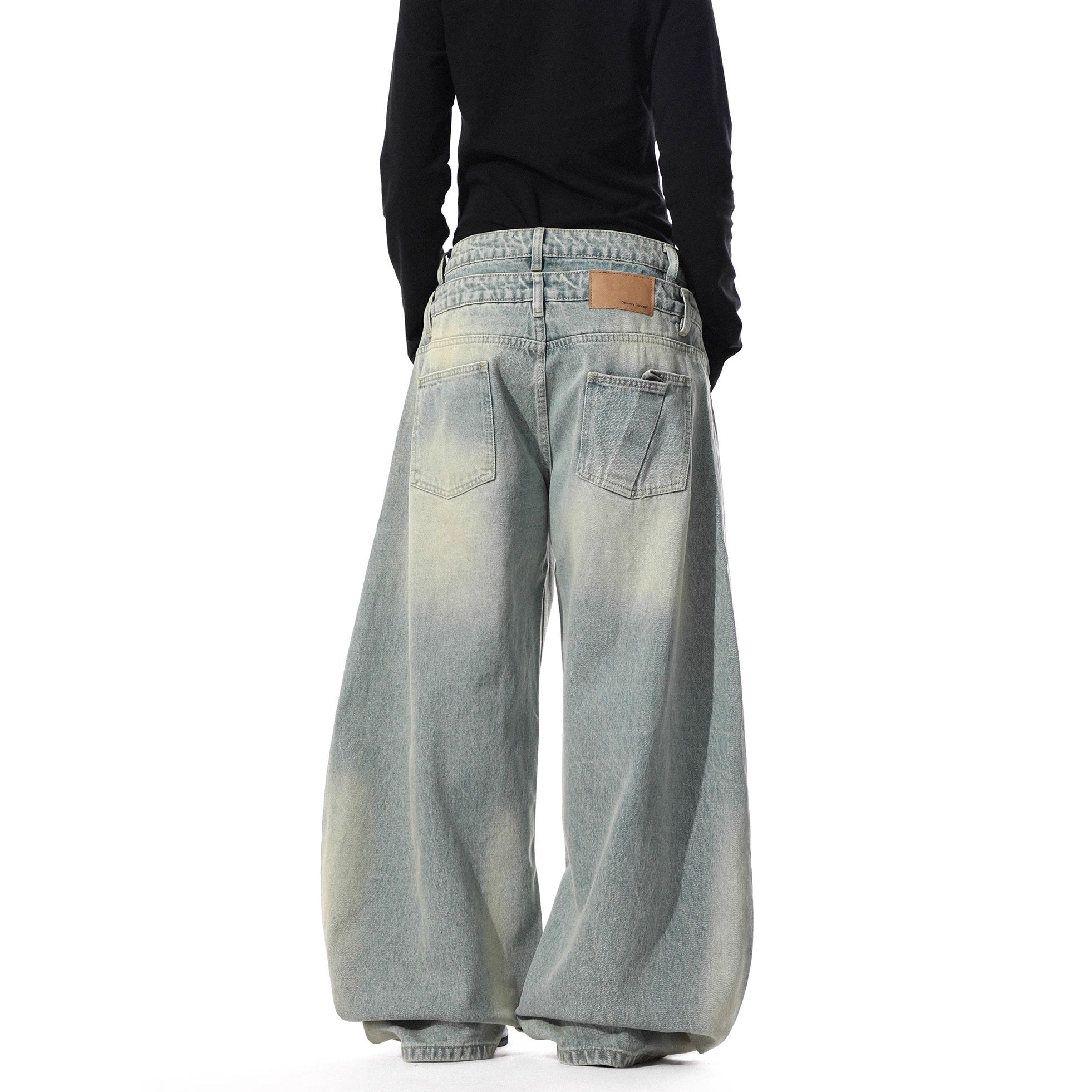 Double Waist Washed Loose Curve Jeans MR8029