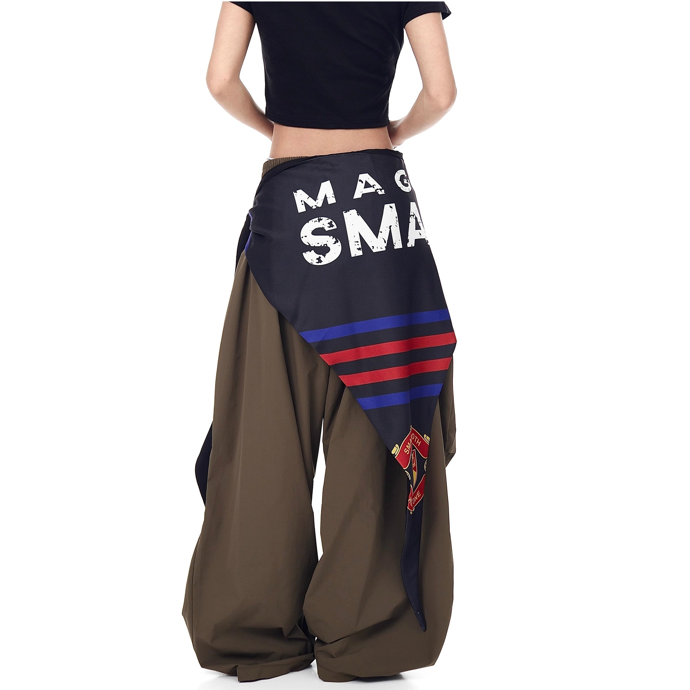 Cargo Paratrooper Curve Pants With Hip Curtain Scarf BK7005