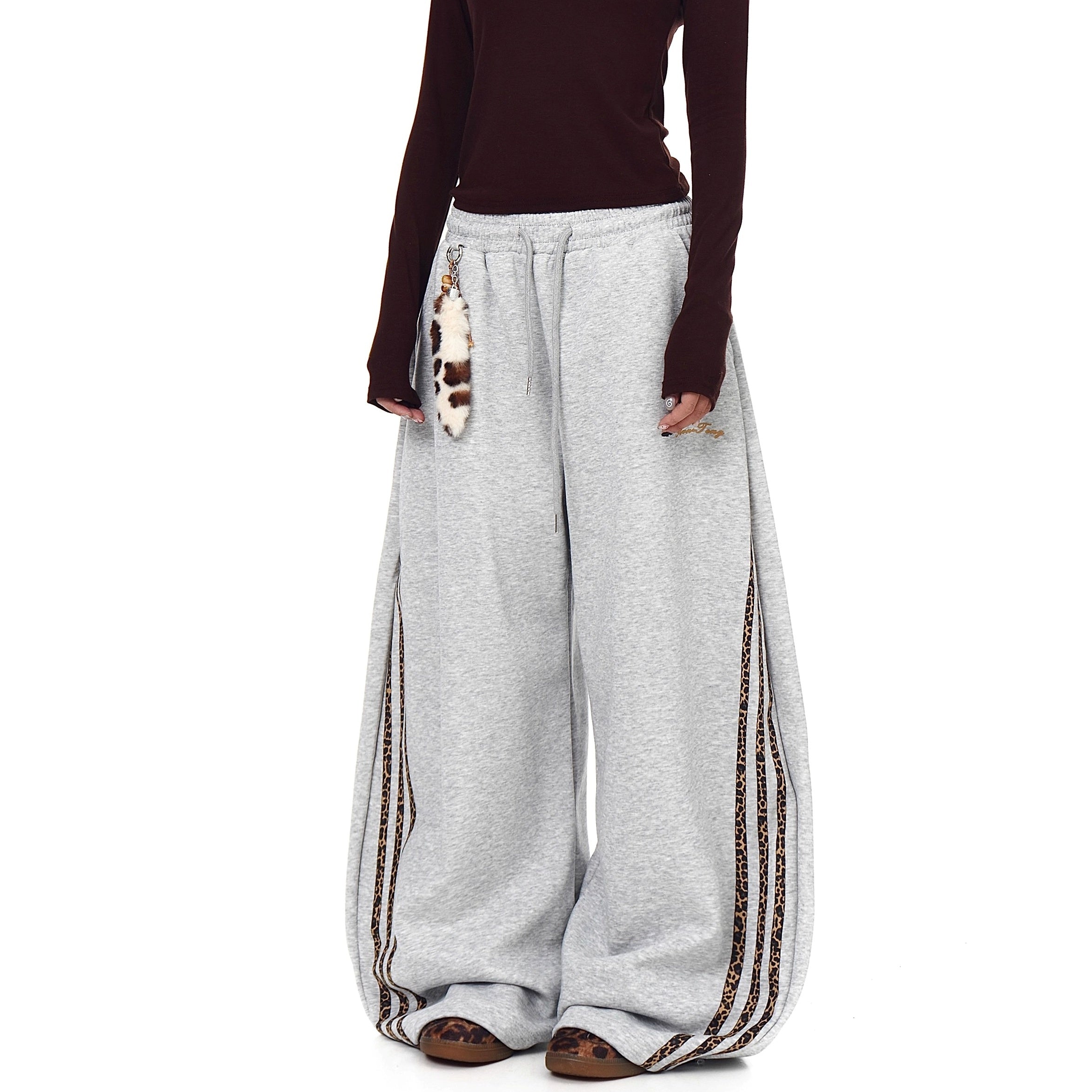 Leopard Striped Loose Sweat Curve Pants BK7053