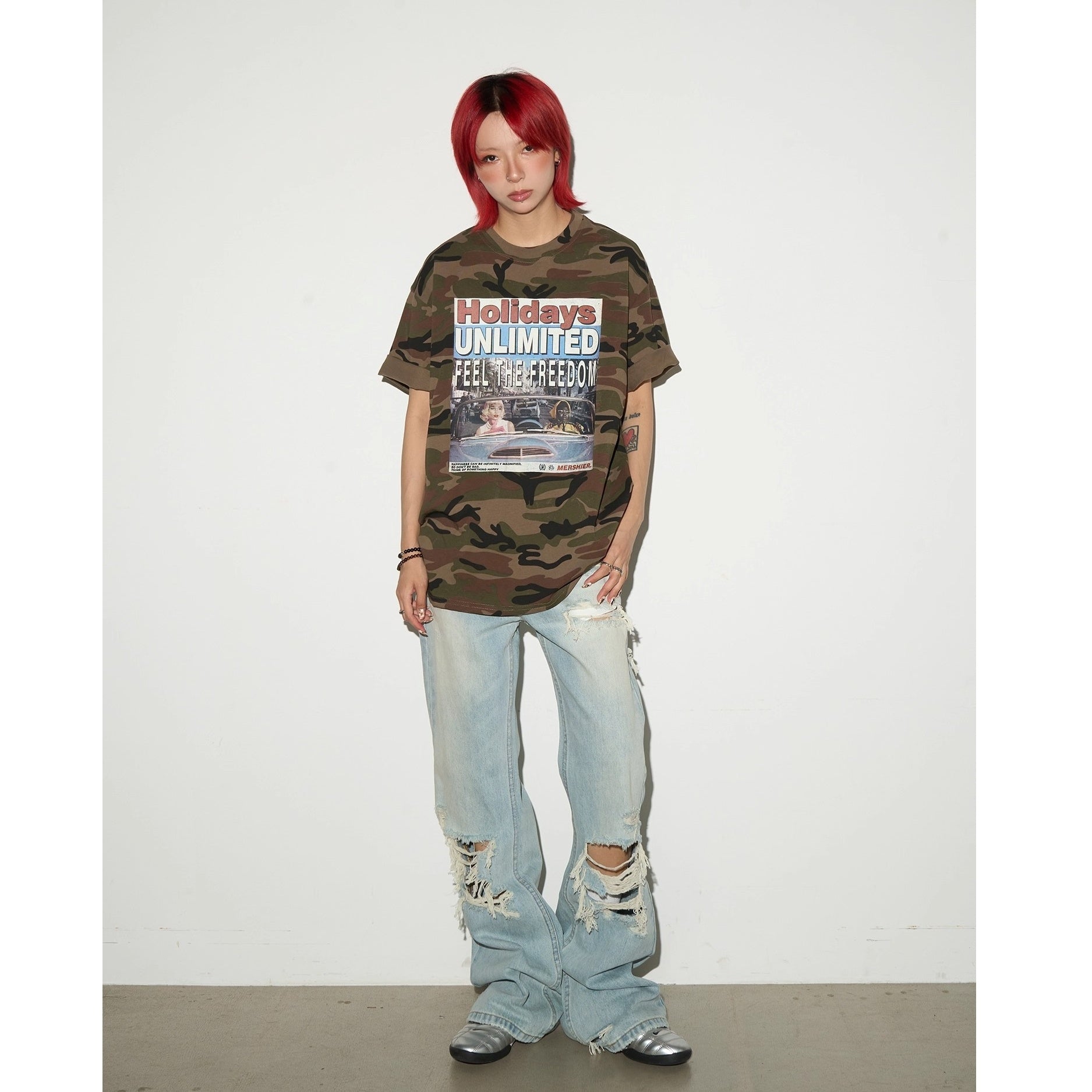 Hole Lift Washed Jeans MN9024
