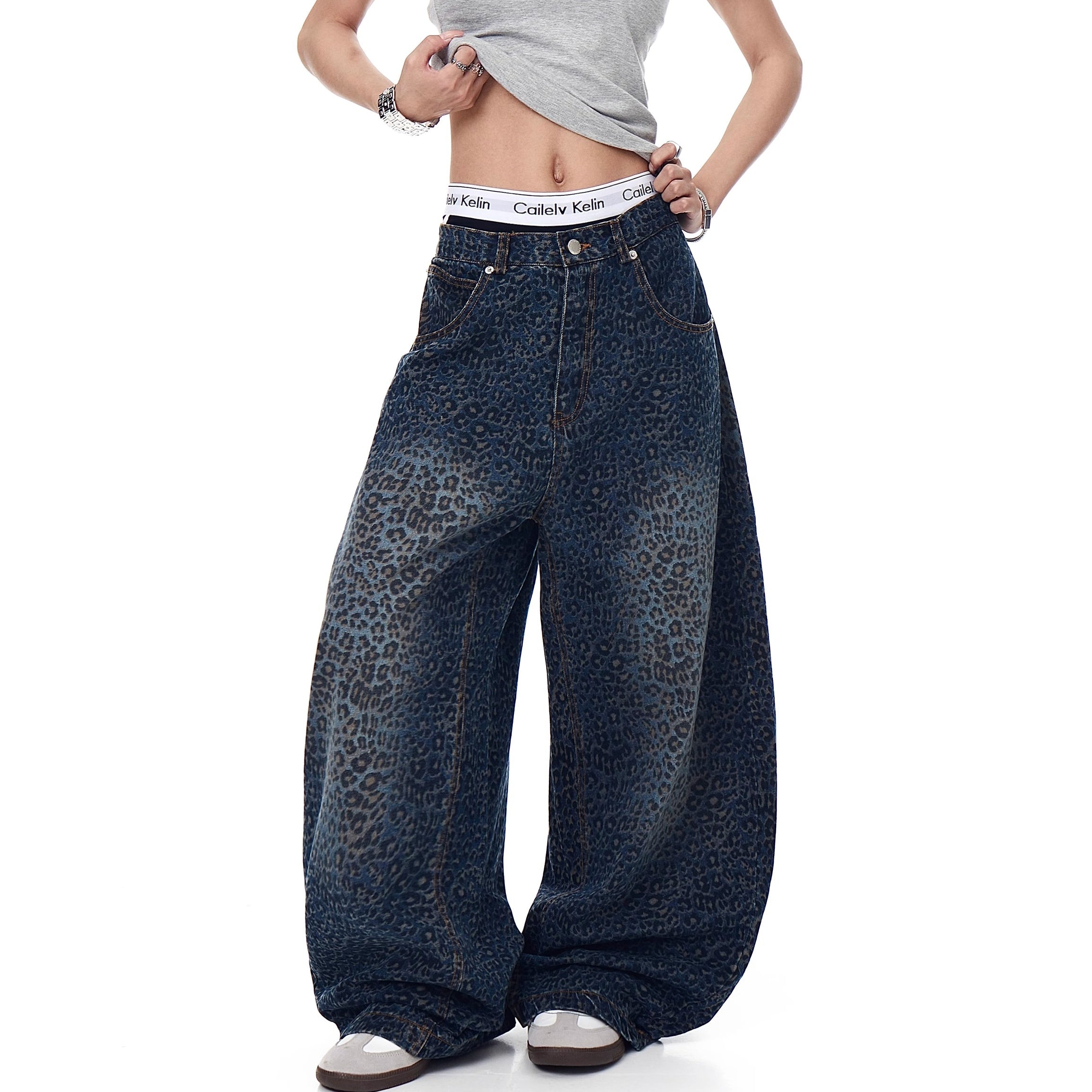 Leopard Print Wide Curve Jeans MW10201