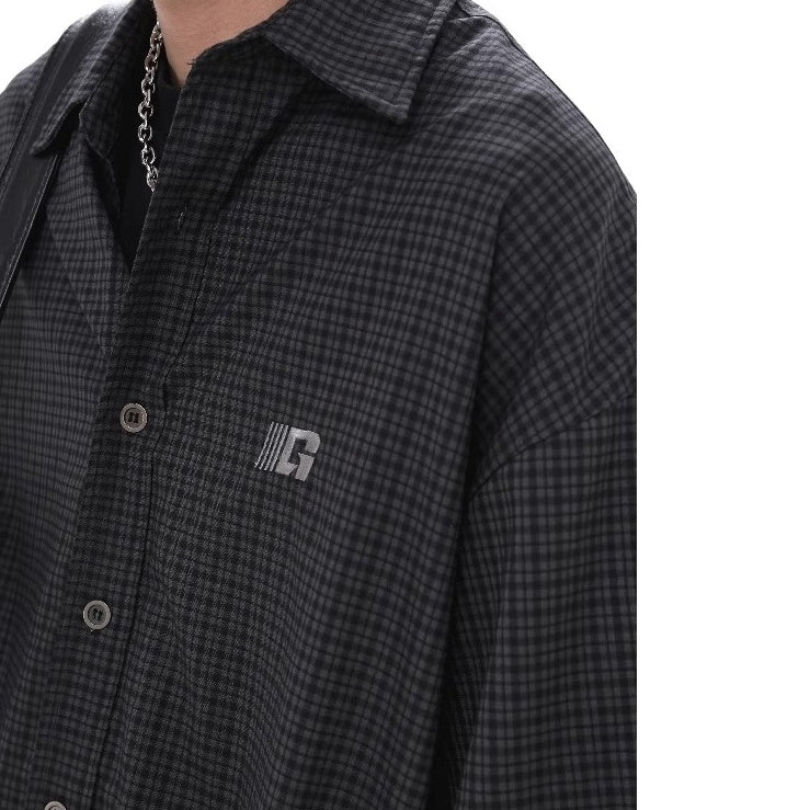 Relaxed Embroidery Plaid Shirt GB7032