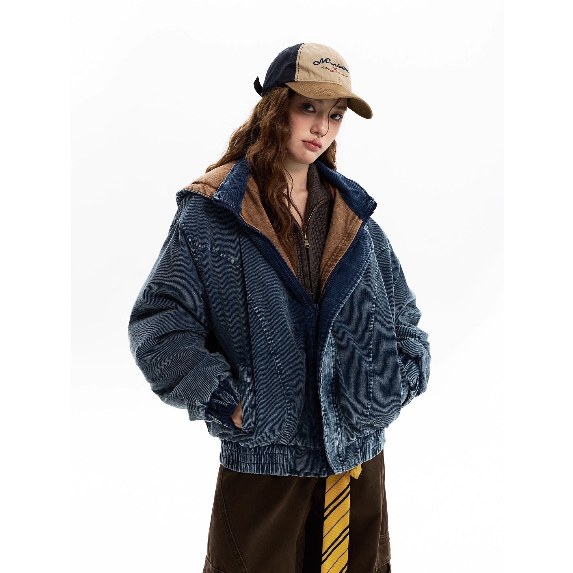 Corduroy Padded Hooded Jacket MW10306