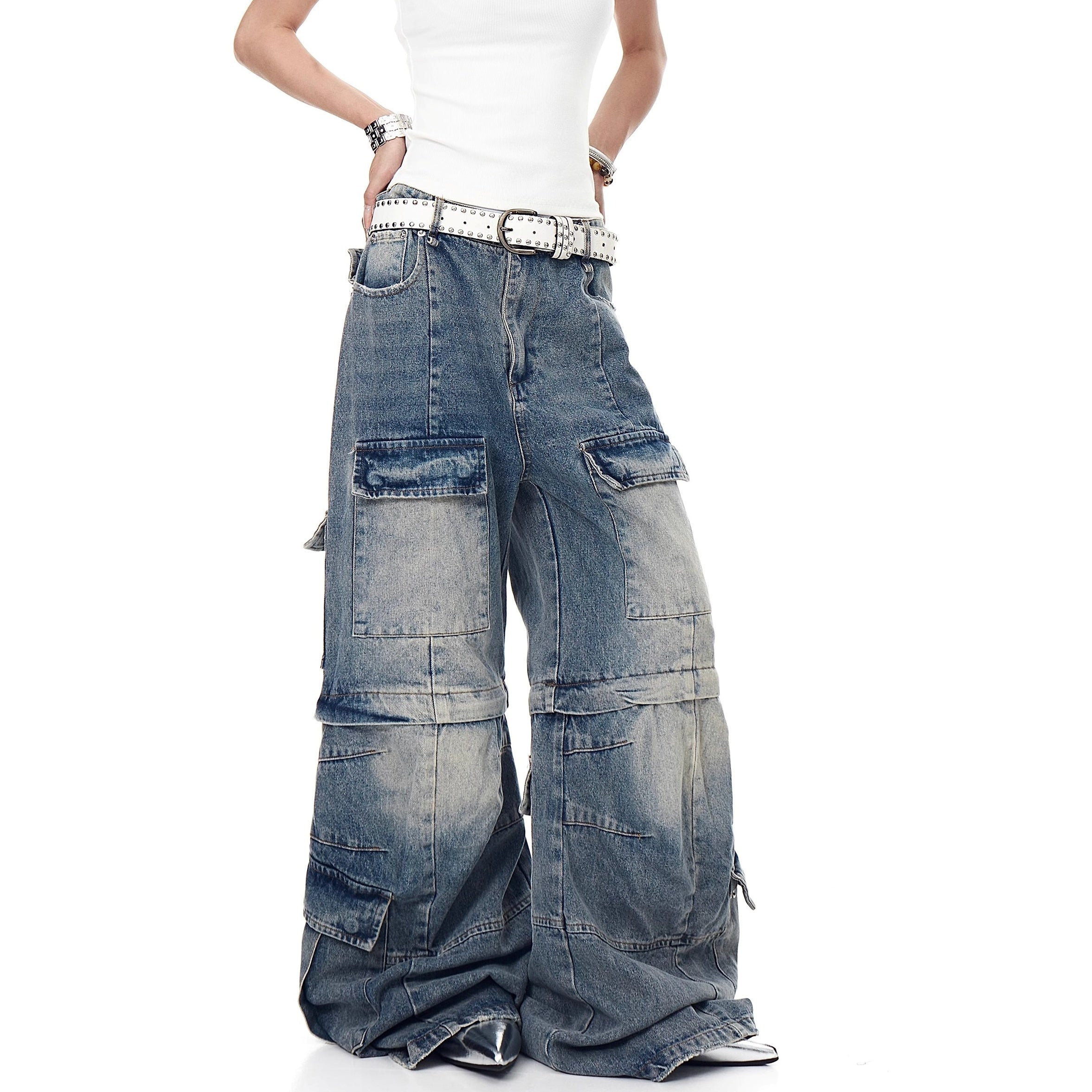 Detachable Baggy Multi-pocket Cargo Jeans MW10202